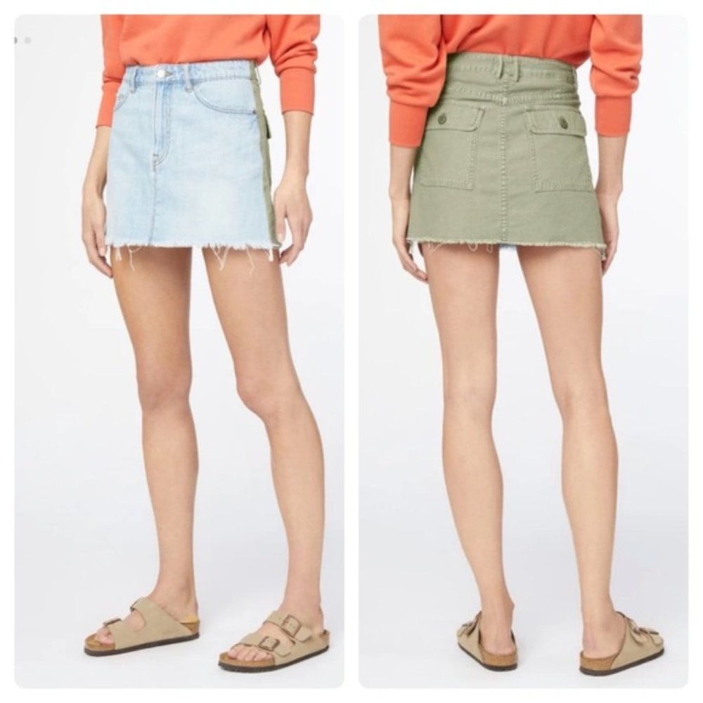 NWT - FRAME LE MINI CARGO MIX DENIM SKIRT 27 - 4